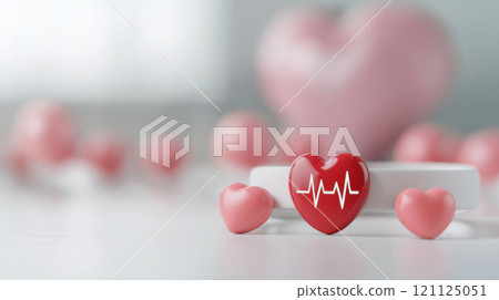 Heart attack awareness concept. Post-heart attack care, medical bracelet with personalized health updates 121125051