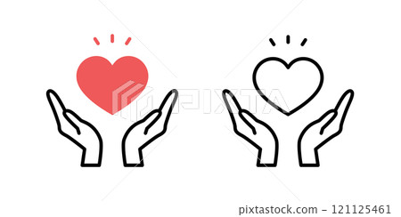 Hand and heart icon_vector illustration Hand and heart icon_vector illustration 121125461