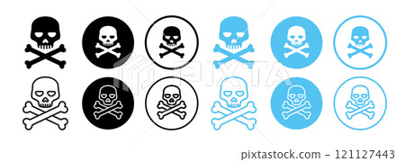 代表頭骨、毒藥、海盜和死亡的圖標 121127443