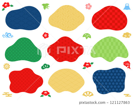 Japanese style loose frame and icon set 121127863