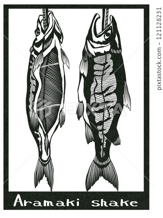 Paper cut illustration of a traditional Japanese dish, salmon roll 121128231
