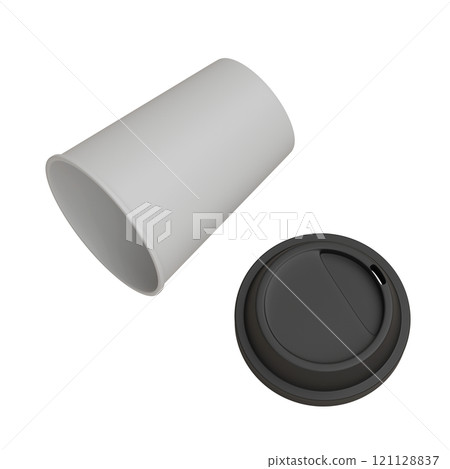 lying on the floor coffee cup and black lid sleeveless 3D render mock up image 121128837