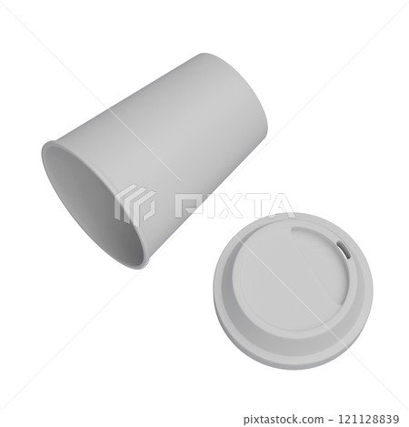 lying on the floor coffee cup and white lid sleeveless 3D render mock up image 121128839