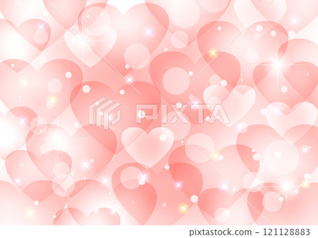 Valentine's Day background covered with hearts, illustration, cute, pink, horizontal 121128883