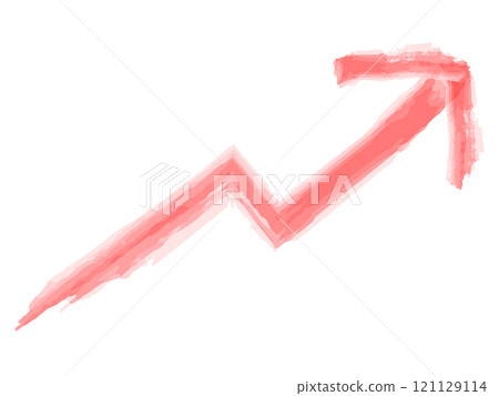 Red watercolor style zigzag rising arrow illustration 121129114