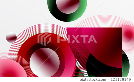 Abstract composition of overlapping circles with smooth gradients and transparency effects. Clean and modern design emphasizing depth, symmetry a minimal aesthetic Abstract composition of overlapping circles with smooth gradients and transparency effects. Clean and modern design emphasizing depth, symmetry a minimal aesthetic 121129149