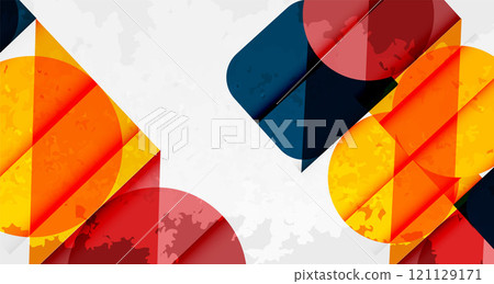 Grainy stain texture geometric abstract background with circles, squares and lines. Vector Illustration For Wallpaper, Banner, Background, Card, Book Illustration, landing page 121129171