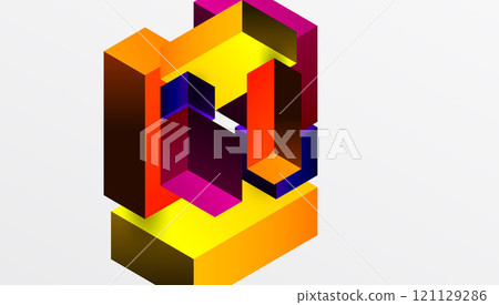 Sleek abstract design featuring isometric 3D blocks in a clean, modern composition. Perfect for tech-inspired themes, with vibrant colors and geometric precision Sleek abstract design featuring isometric 3D blocks in a clean, modern composition. Perfect for tech-inspired themes, with vibrant colors and geometric precision 121129286