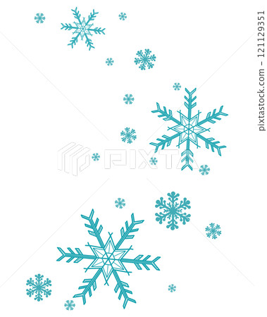 許多淺藍色雪花的插圖 121129351