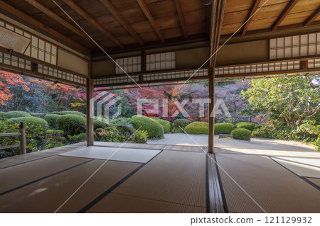 秋天從京都四仙堂書院看到的紅葉花園 121129932