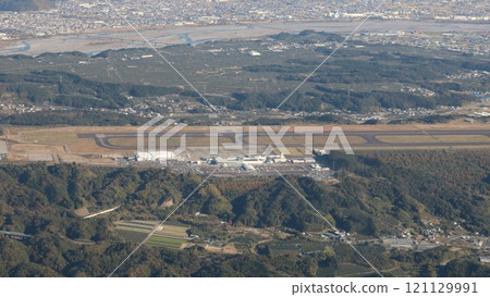 富士山靜岡機場和島田市大井川的鳥瞰圖 富士山靜岡機場和島田市大井川的鳥瞰圖 121129991