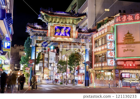 Night view of Yokohama Chinatown (Chaoyangmon Gate), Yokohama City 121130233