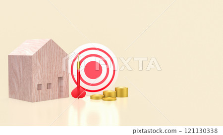 The wood house and dart for property  or estate concept 3d rendering. 121130338