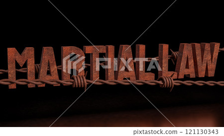 The Martial law on Black Background concept 3d rendering. The Martial law on Black Background concept 3d rendering. 121130343