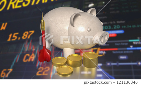 The Darts and Piggy bank for Business concept 3d rendering. The Darts and Piggy bank for Business concept 3d rendering. 121130346
