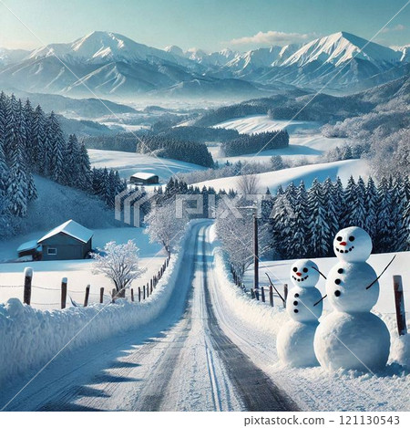 美麗的雪城景觀、景點和雪人 美麗的雪城景觀、景點和雪人 121130543