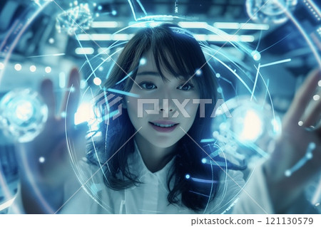 "AI-generated images" by a career woman who uses cutting-edge technology 121130579