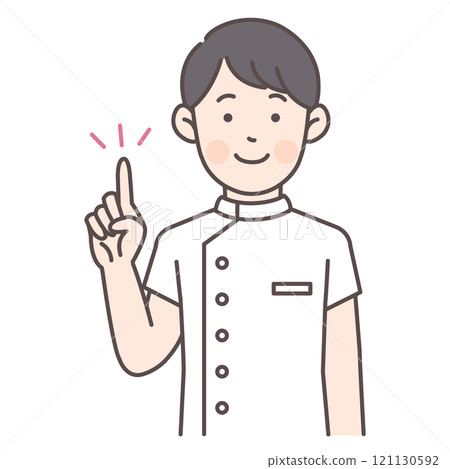一名男護士指著的上半身插圖 121130592
