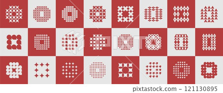 Bundle of flat pixel letter O logo, number 0 icon 121130895