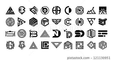Simple company initial letter logo branding set Simple company initial letter logo branding set 121130951