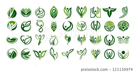 Abstract nature human leaf logo branding set 121130974