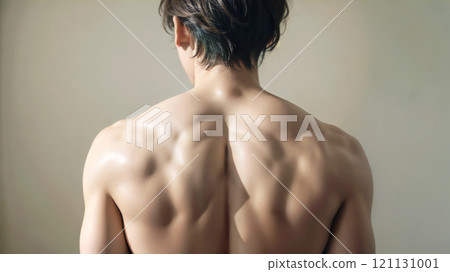 年輕人的肌肉裸體後視圖，生成 ai_wide 121131001