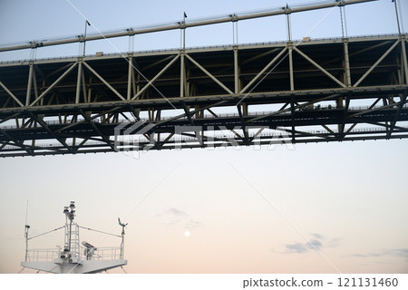 From the ferry boat deck just before passing the Akashi Kaikyo Bridge 121131460