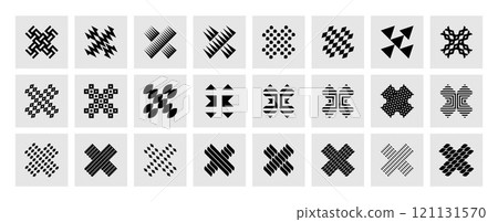 Modern cross letter X logo branding set 121131570