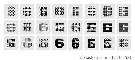 Technology line abstract number 6 logo brand set 121131581