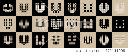 Decorative abstract letter U logo design set Decorative abstract letter U logo design set 121131608