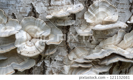 Mushrooms on tree. Generative AI Mushrooms on tree. Generative AI 121132081