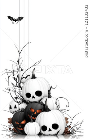 Stylish Halloween postcard: A minimalistic and creative banner showcasing a chic design for Halloween, blending elegance with seasonal spirit to create a unique and eye-catching festive postcard. Stylish Halloween postcard: A minimalistic and creative banner showcasing a chic design for Halloween, blending elegance with seasonal spirit to create a unique and eye-catching festive postcard. 121132432