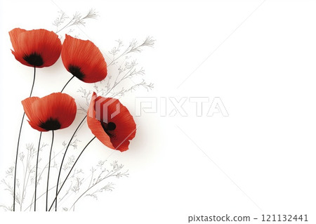 Remembrance banner: design showcasing the poppy symbol for Poppy Day, complete with copy space for heartfelt messages, dedications, importance of the card in remembering and honoring veterans. Remembrance banner: design showcasing the poppy symbol for Poppy Day, complete with copy space for heartfelt messages, dedications, importance of the card in remembering and honoring veterans. 121132441