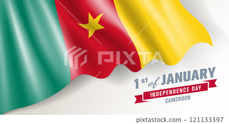 Cameroon independence day vector banner, greeting card. Cameroon independence day vector banner, greeting card. 121133397