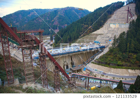 Asuwa River Dam and surrounding area in autumn 121133529