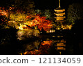 Toji five-storied pagoda and colored leaves 121134059
