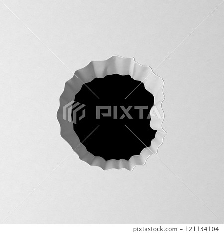 Abstract hole with wavy white edges on a plain surface. Abstract hole with wavy white edges on a plain surface. 121134104