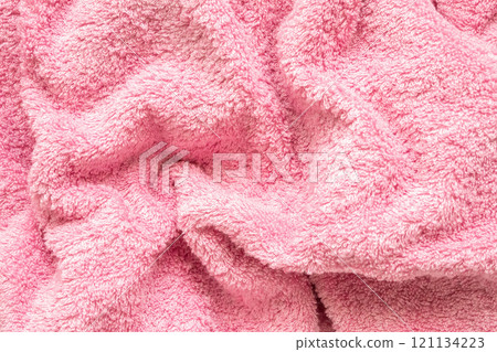 Pink fluffy towel fabric soft texture background Pink fluffy towel fabric soft texture background 121134223