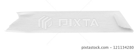 White adhesive paper tape isolated on white background 121134280