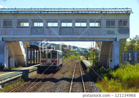 Train window view from the Soya Main Line Toyotomi Station (Kiha 54 series) 121134968