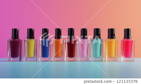 排列的彩色指甲容器的背景材料 121135376