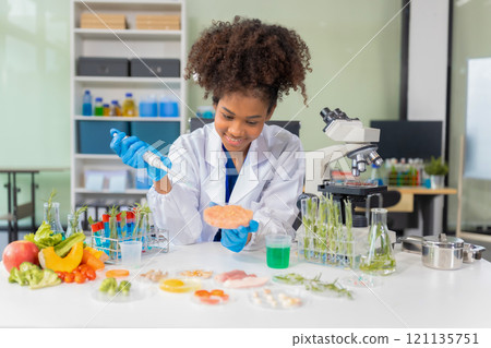 Microbiologist Working on Molecule Samples in Modern Food Science Laboratory, concentration of chemical residues. hazards, standard, find prohibited substances, contaminate. Microbiologist Working on Molecule Samples in Modern Food Science Laboratory, concentration of chemical residues. hazards, standard, find prohibited substances, contaminate. 121135751