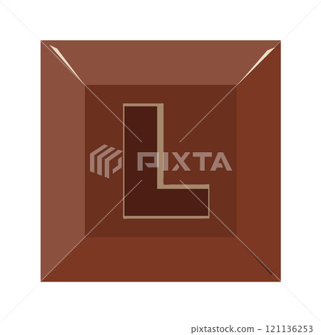 Chocolate L alphabet cube vector illustration 121136253