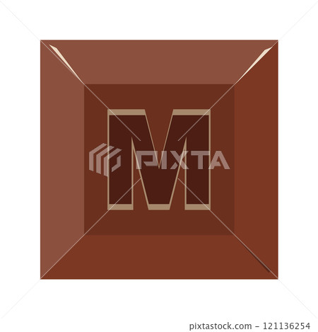 Chocolate M alphabet cube vector illustration 121136254