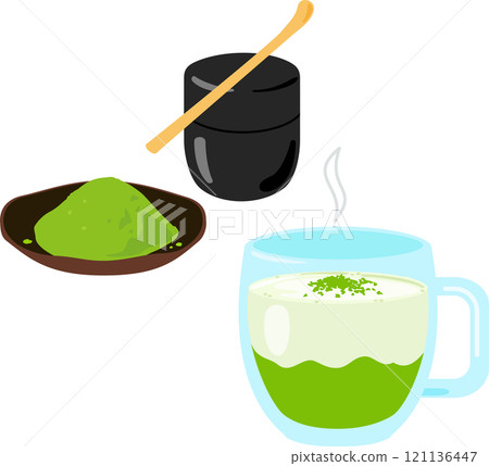 熱抹茶拿鐵和抹茶 熱抹茶拿鐵和抹茶 121136447