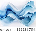 Abstract blue waves on white background, evoking elegance and fluidity. 121136764