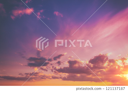 Colorful cloudy sky at sunset. Gradient color. Sky texture. Abstract nature background Colorful cloudy sky at sunset. Gradient color. Sky texture. Abstract nature background 121137187