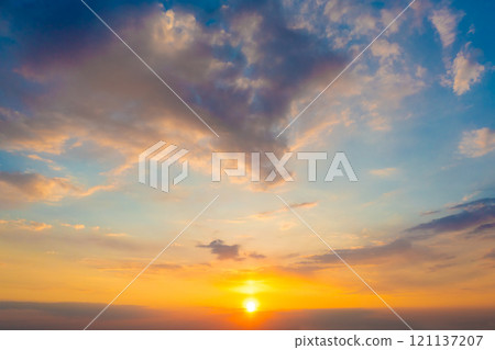 Colorful cloudy sky at sunset. Gradient color. Sky texture. Abstract nature background Colorful cloudy sky at sunset. Gradient color. Sky texture. Abstract nature background 121137207