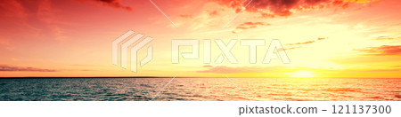 Seascape in the early morning. Sunrise over the sea with beautiful sky Seascape in the early morning. Sunrise over the sea with beautiful sky 121137300
