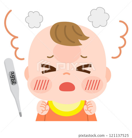 發燒疼痛的嬰兒的插圖 121137525